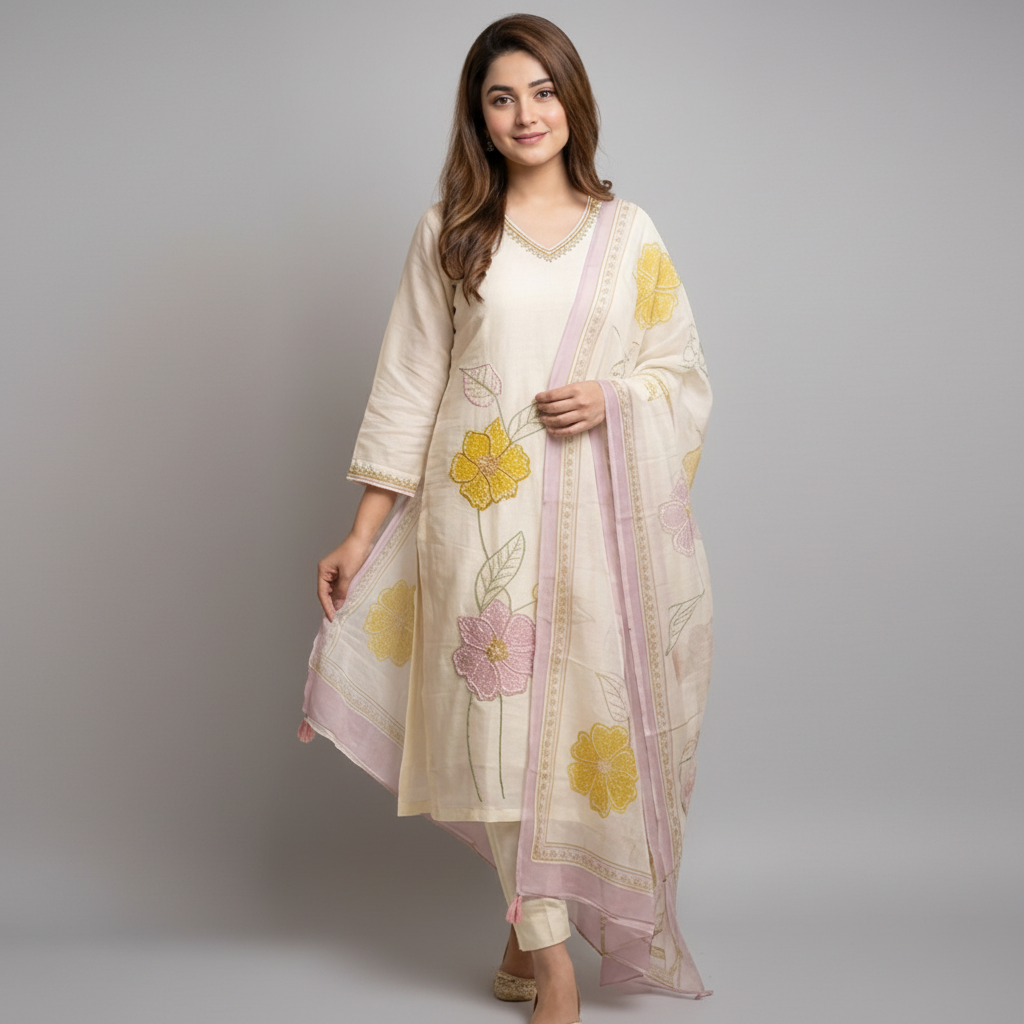 IVORY KURTI SET