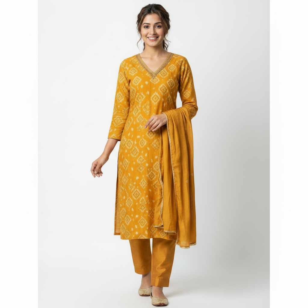 MUSTARD YELLOW KURTI SET