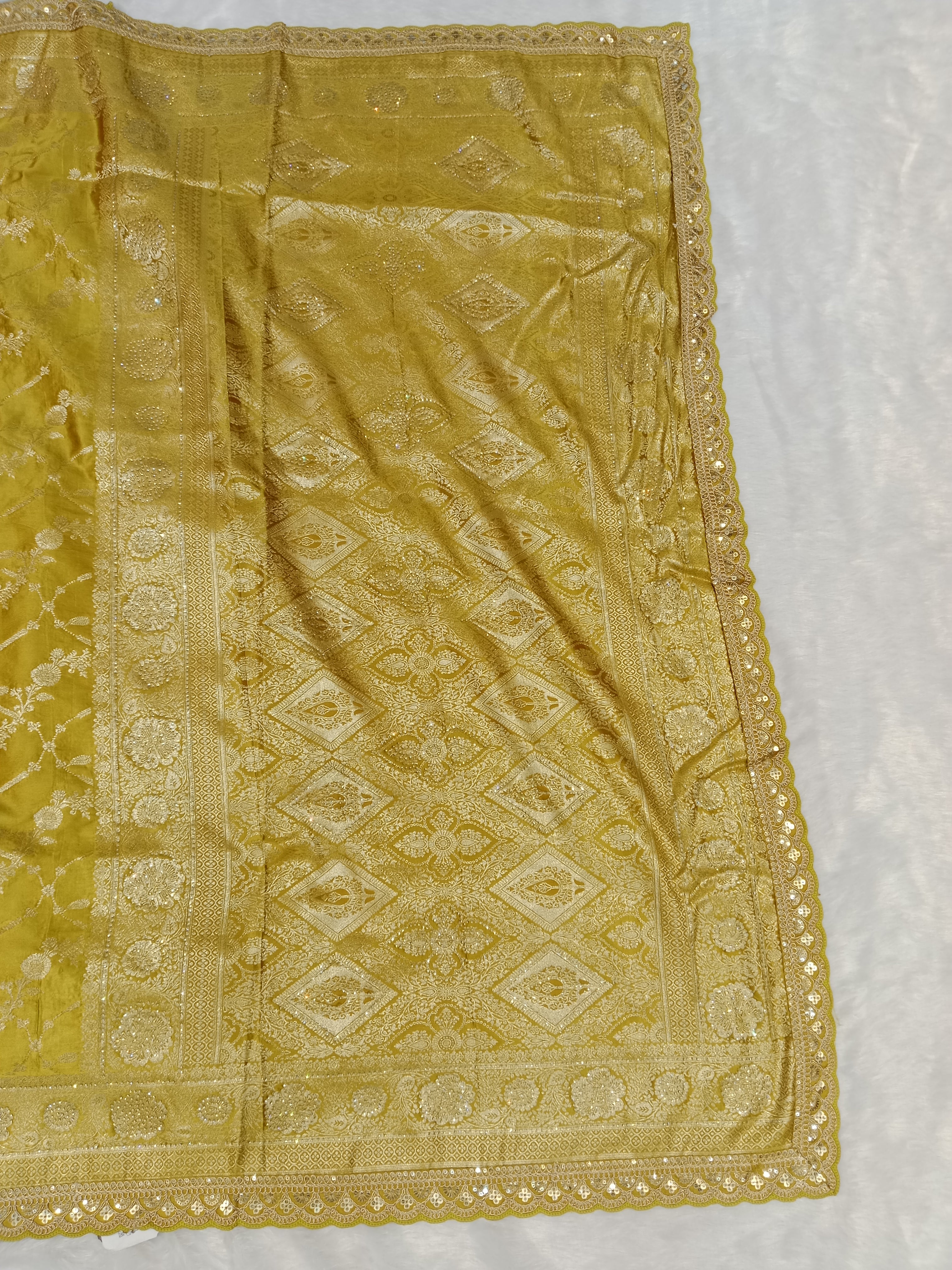 MUSTARD YELLOW BANARASI SILK SAREE