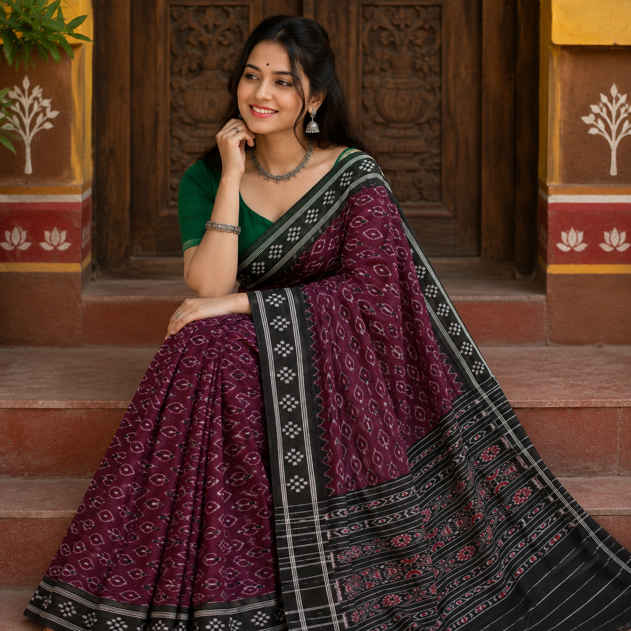 JAMUN PURPLE SAMBALPURI HANDLOOM COTTON SAREE