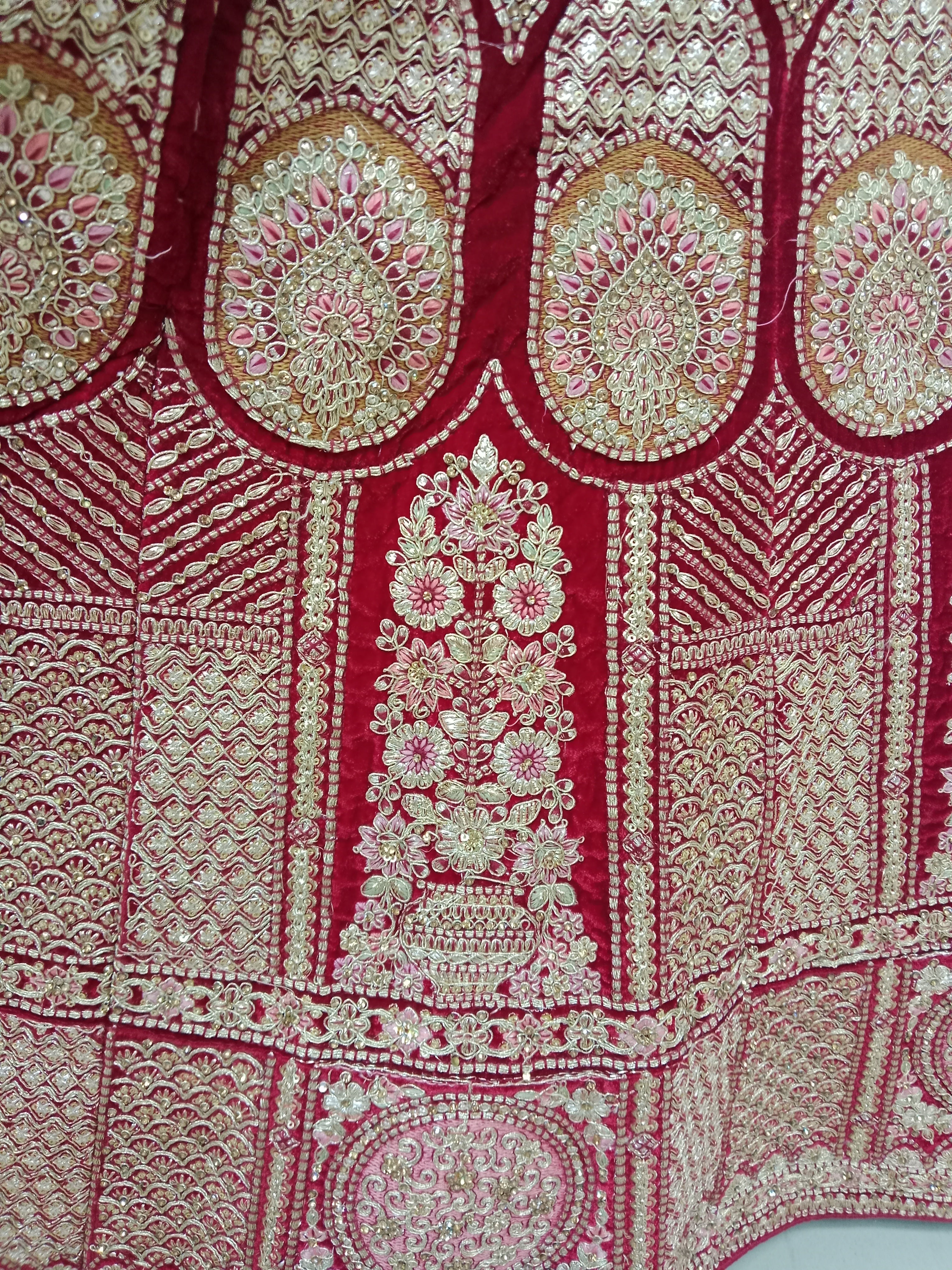 RED BRIDAL LEHENGA WITH HEAVY GOLD ZARDOZI