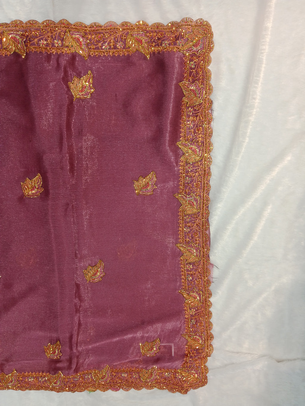DUSTY MAUVE / ONION PINK GEORGETTE SAREE