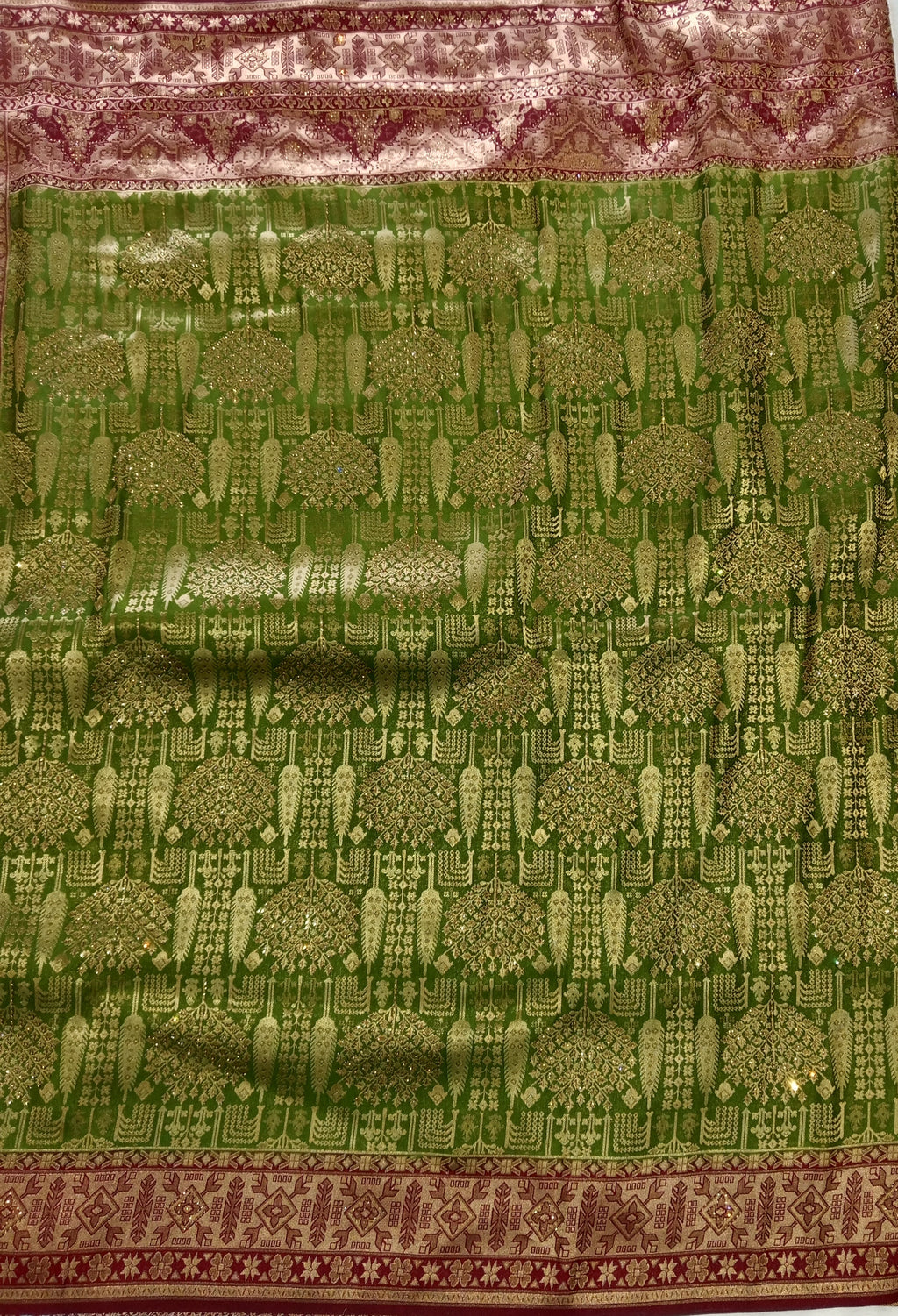 MEHENDI -GREEN KANCHIPURAM SILK SAREE