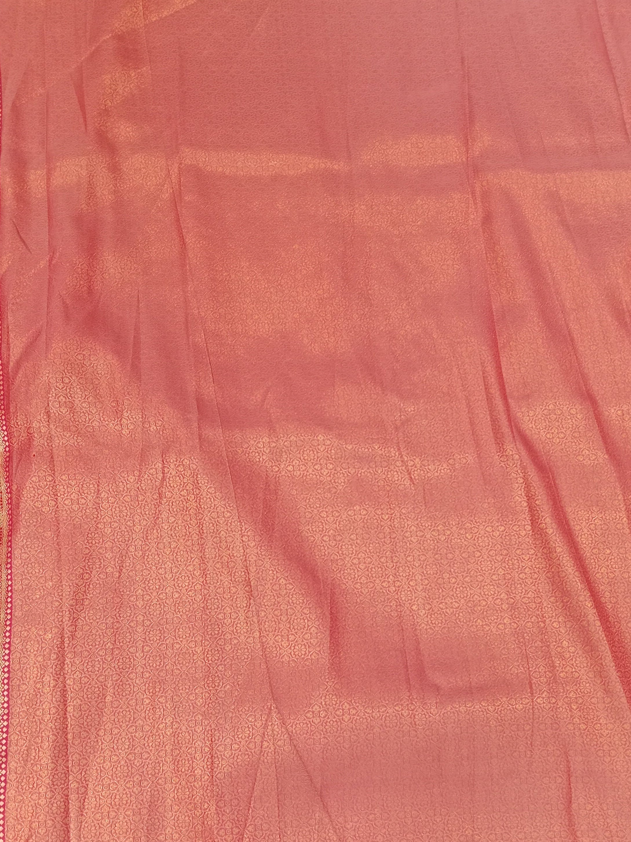 SANDALWOOD BANARASI SILK SAREE WITH CONTRAST RANI PINK