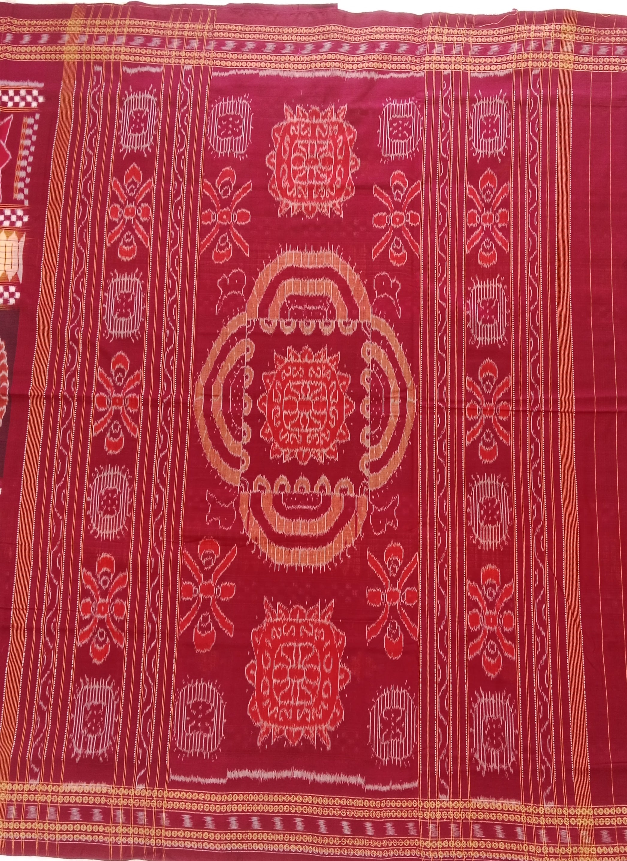 MAROON SAMBALPURI HANDLOOM COTTON SAREE