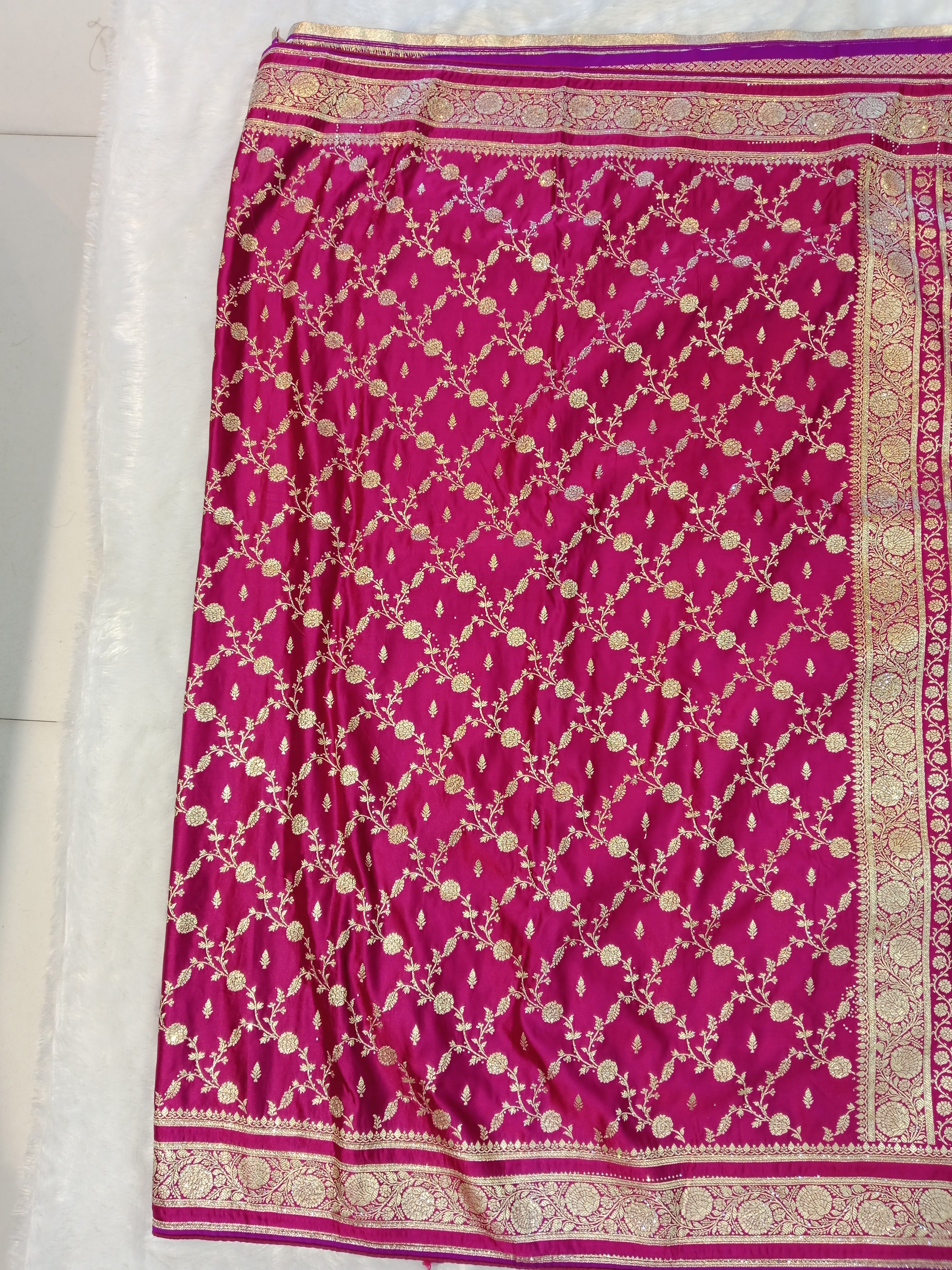 RANI PINK BANARASI SILK SAREE WITH GOLD ZARI JAAL