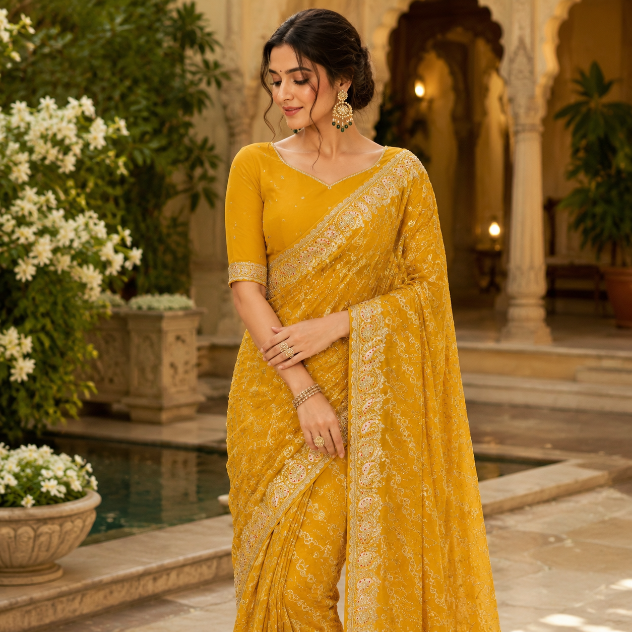 MUSTARD YELLOW SAREE