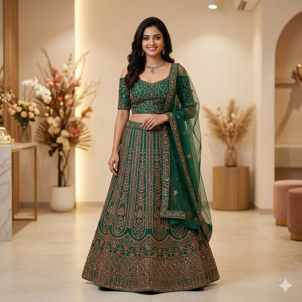 EMERALD GREEN LEHENGA