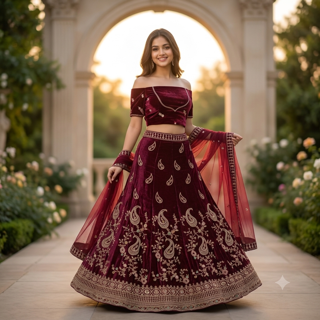 MAROON MAHARANI LEHENGA