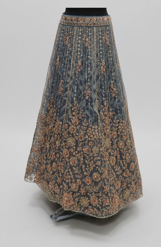DUSTY BLUE ORGANZA LEHENGA