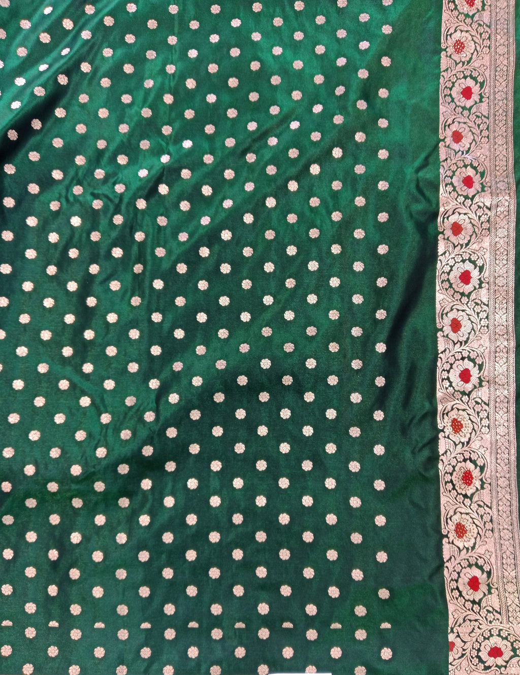 BOTTLE  GREEN BANARASI SILK SAREE