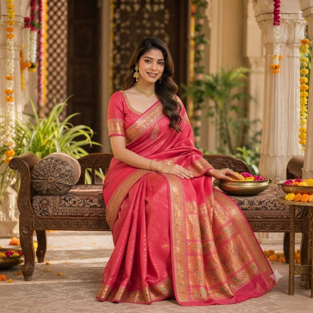 RANI PINK BANARASI SILK SAREE
