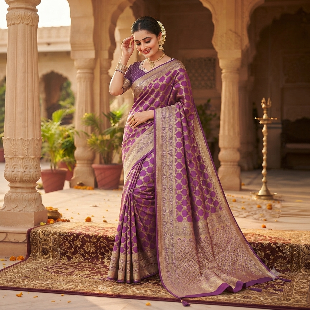 ROYAL JAMUNI PURPLE BANARASI SILK SAREE