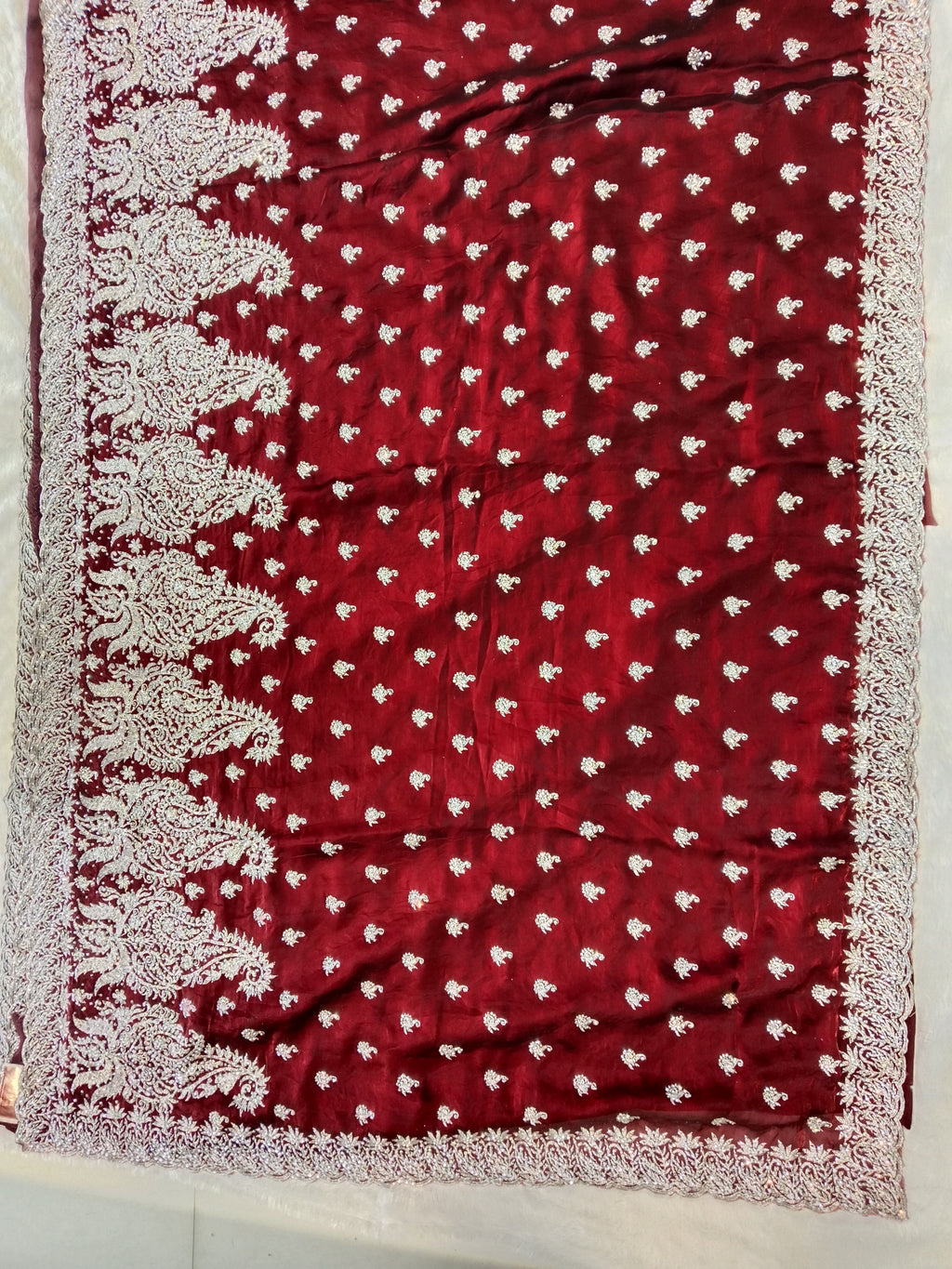 MAROON EMBROIDERED SAREE