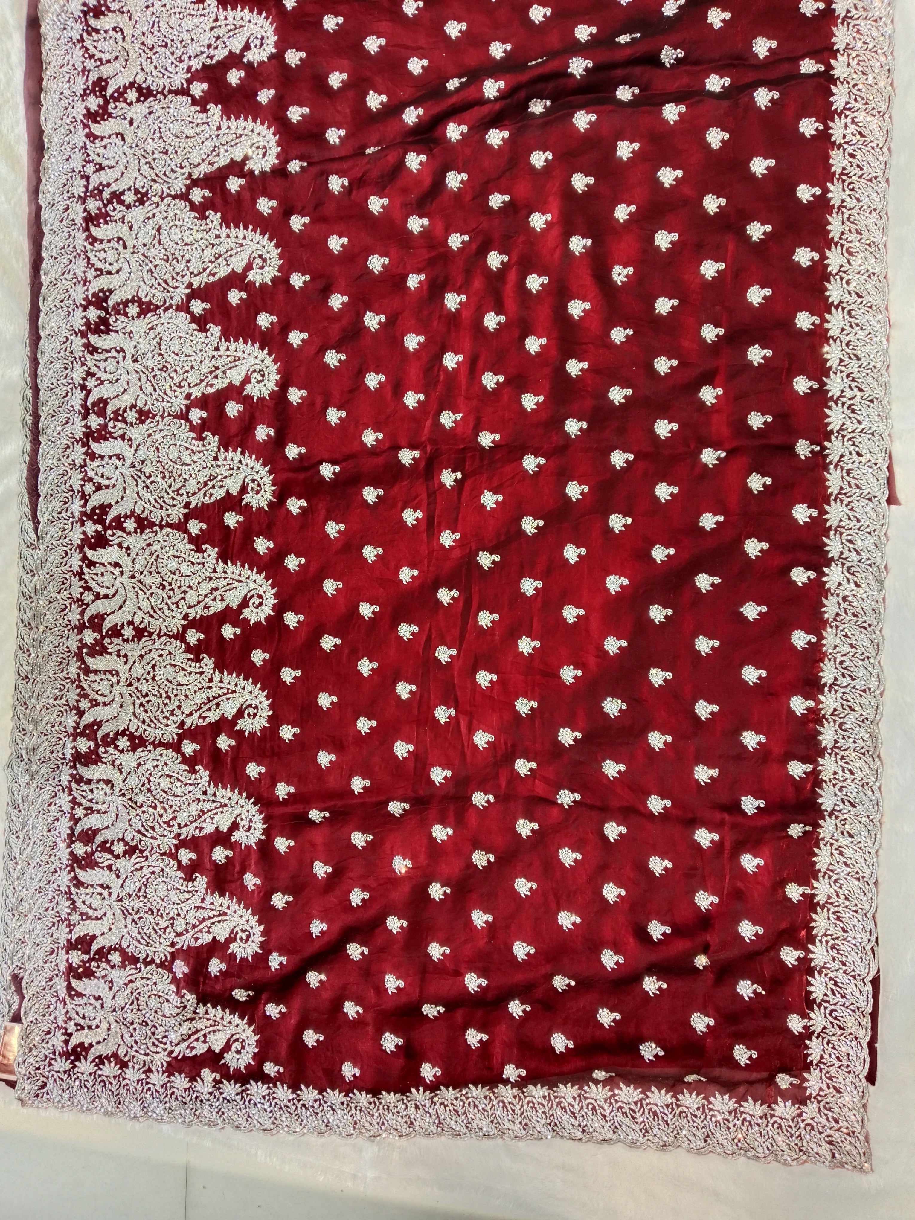 MAROON EMBROIDERED SAREE