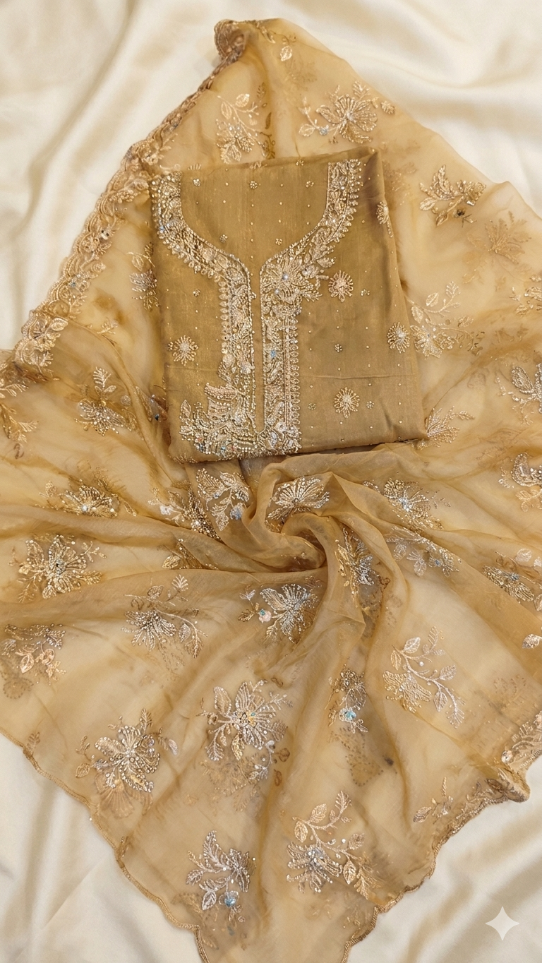 GOLDEN BRIDGE EMBROIDERED DRESS MATERIAL