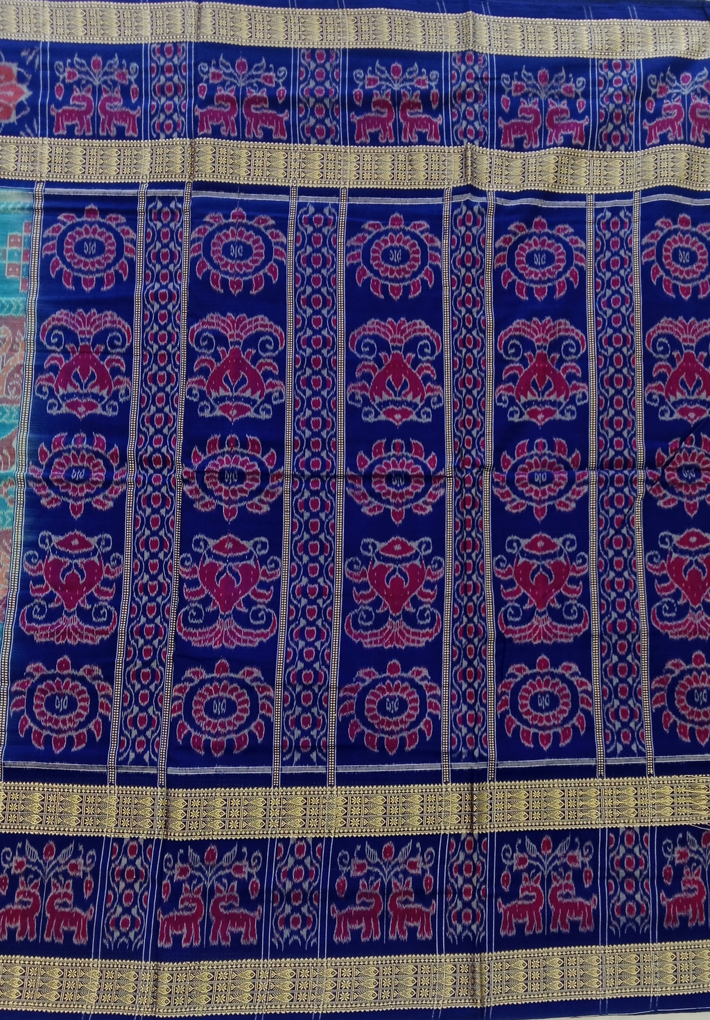 Royal Blue  Chakra Pure Sambalpuri Handloom Cotton Saree
