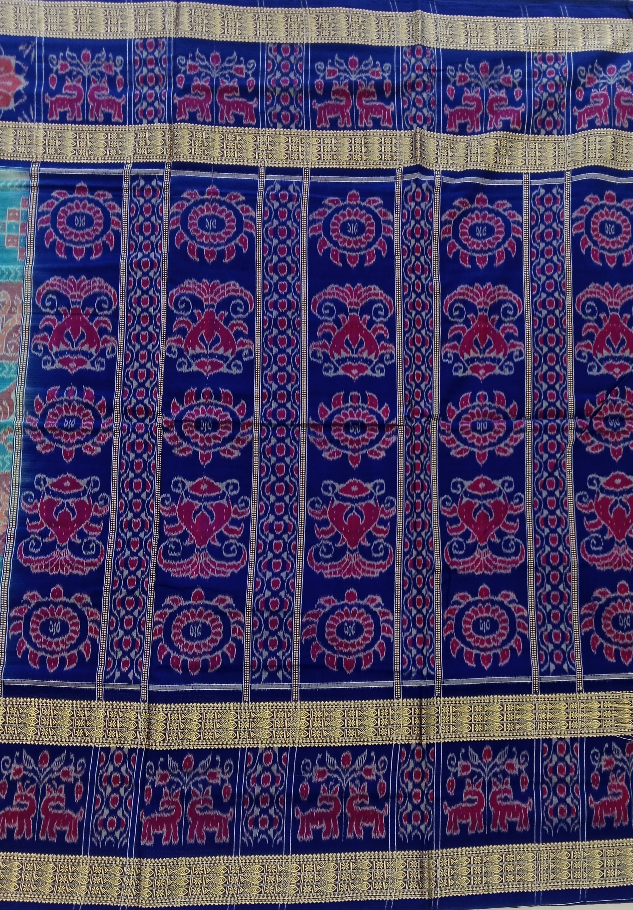 Royal Blue  Chakra Pure Sambalpuri Handloom Cotton Saree