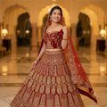 RED BRIDAL LEHENGA WITH HEAVY GOLD ZARDOZI
