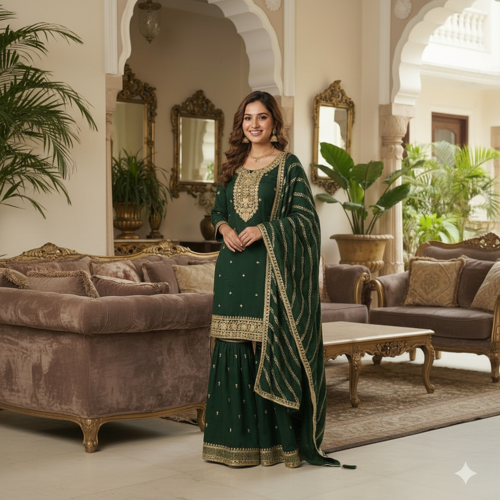 EMERALD GREEN BLISS SHARARA