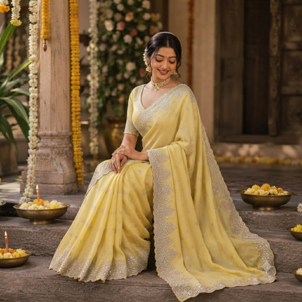 BUTTER YELLOW SAREE