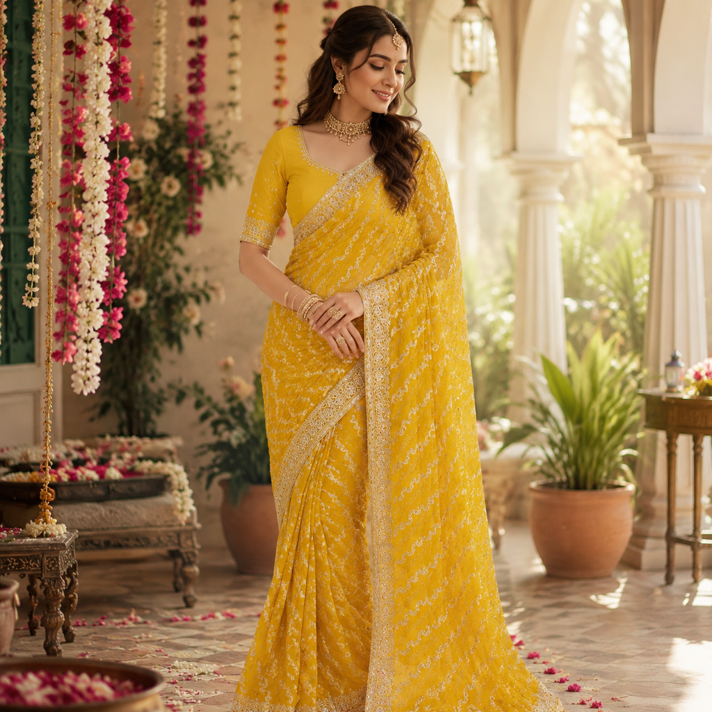 MUSTARD YELLOW SAREE