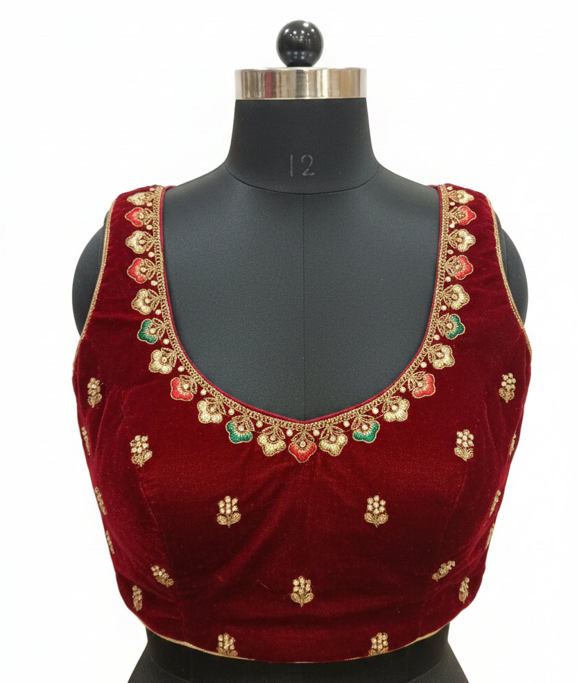 WINE MAROON ROYAL VELVET LEHENGA