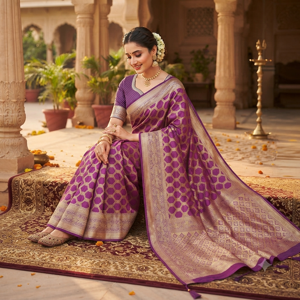 ROYAL JAMUNI PURPLE BANARASI SILK SAREE