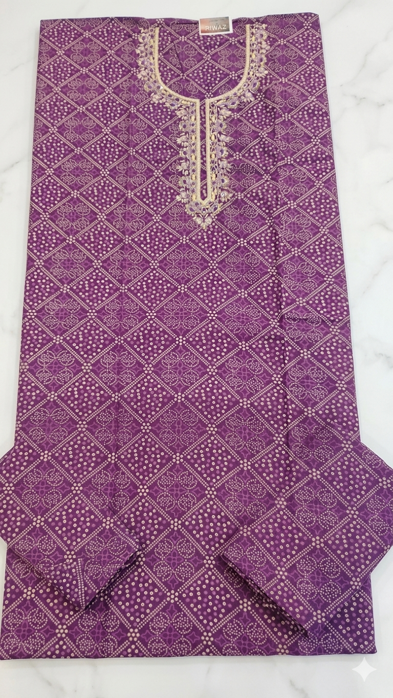 MAGENTA PURPLE EMBROIDERED DRESS MATERIAL