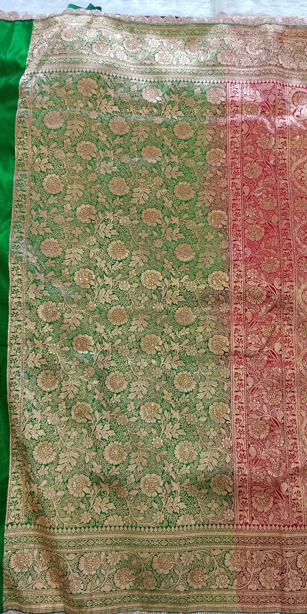 LAAL MEHENDI GREEN KANCHIPURAM SILK SAREE