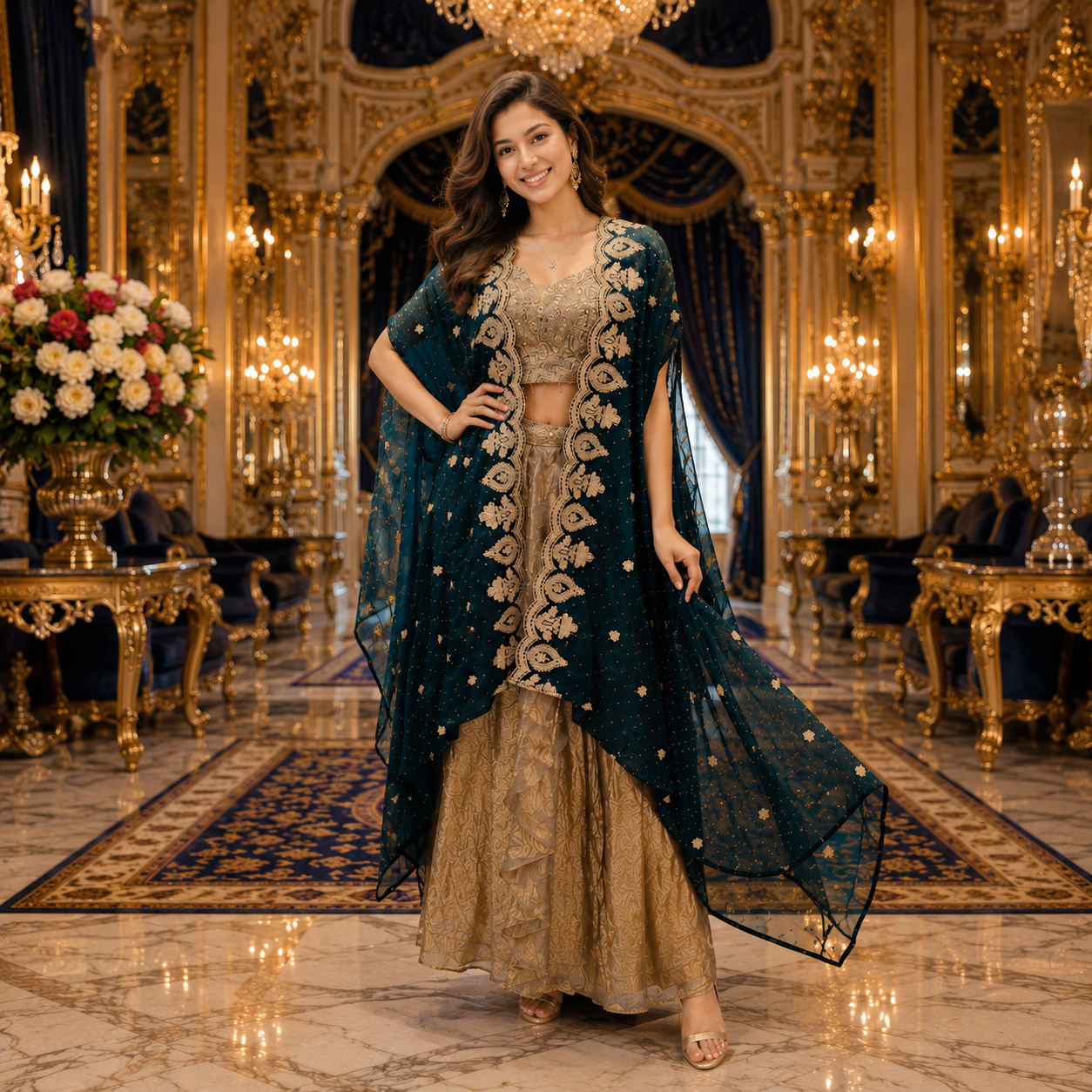 PETROL BLUE AMBER SHARARA