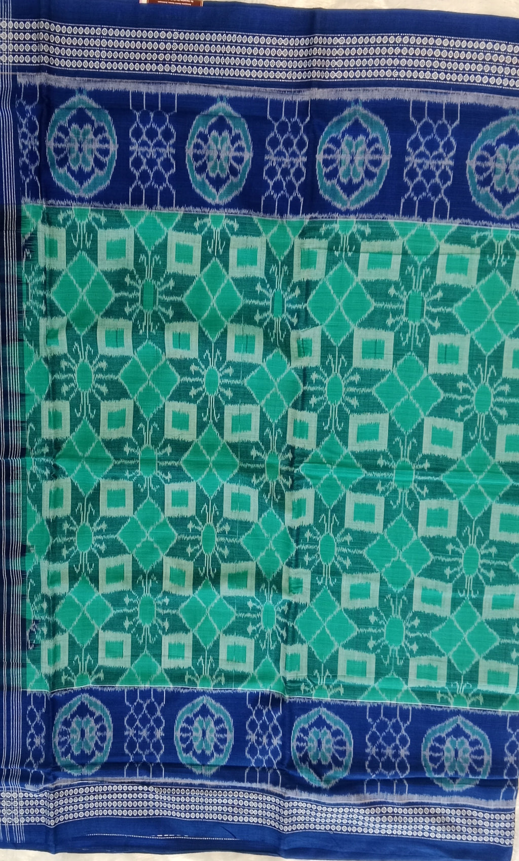 SEA GREEN SAMBALPURI  HANDLOOM COTTON SAREE