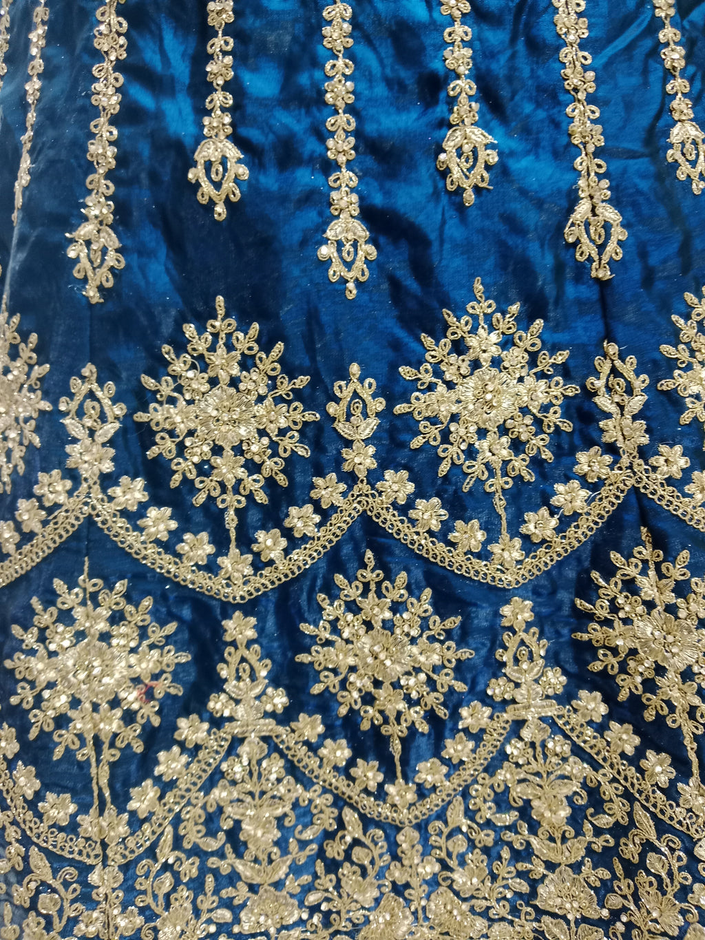 ROYAL BLUE VELVET LEHENGA WITH GOLD ZARI WORK