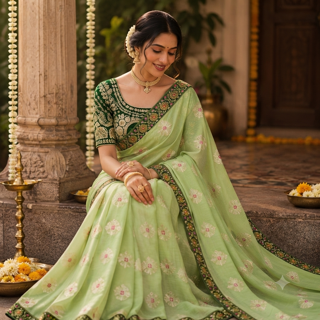 PISTA GREEN SAREE