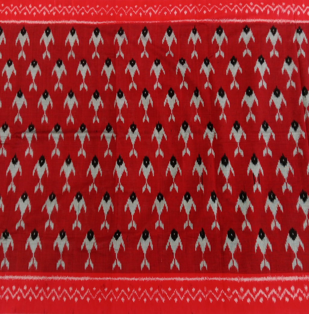 RED POCHAMPALLY SAMBALPURI HANDLOOM COTTON SAREE