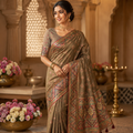 TAUPE MULTICOLOUR BANARASI SILK SAREE