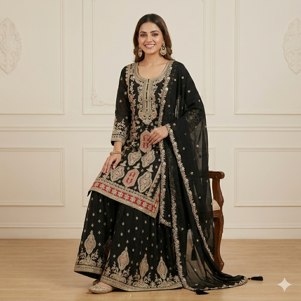 BLACK AND GOLD RUBY SHARARA