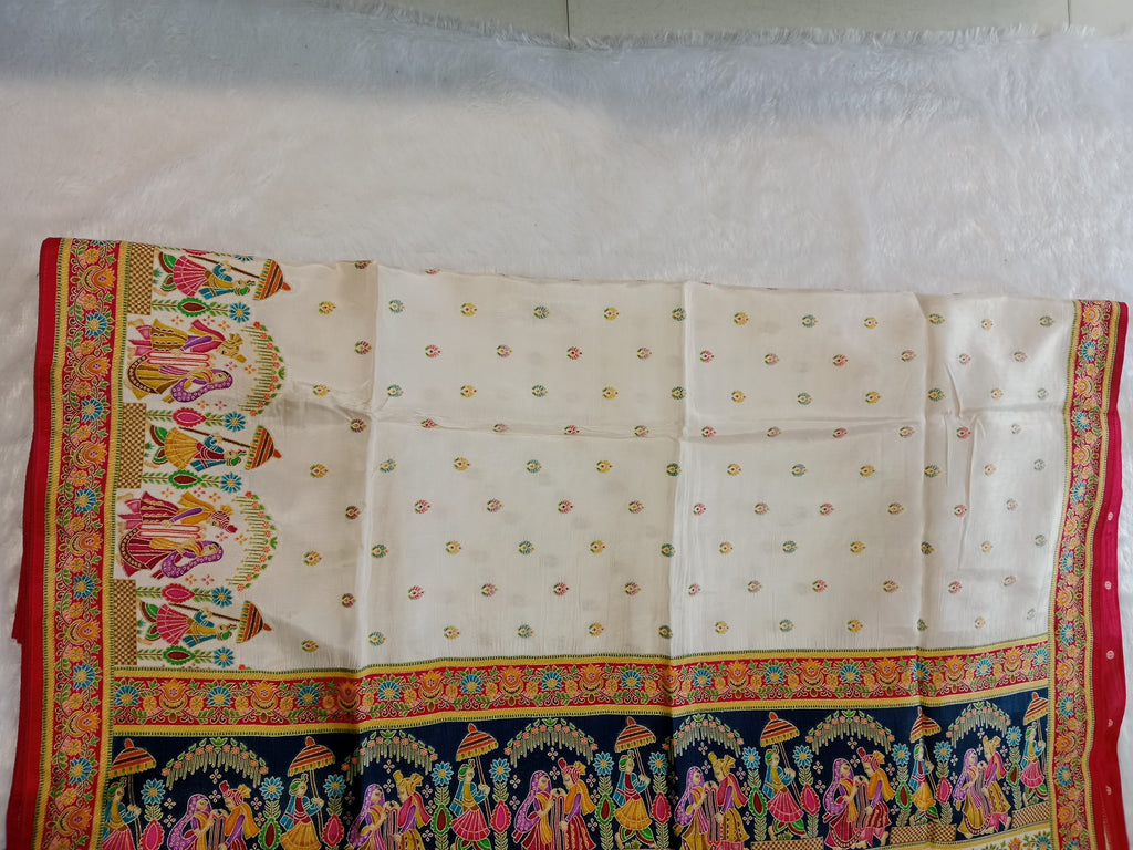 OFF- WHITE MULTICOLOUR PATAN STYLE SAREE