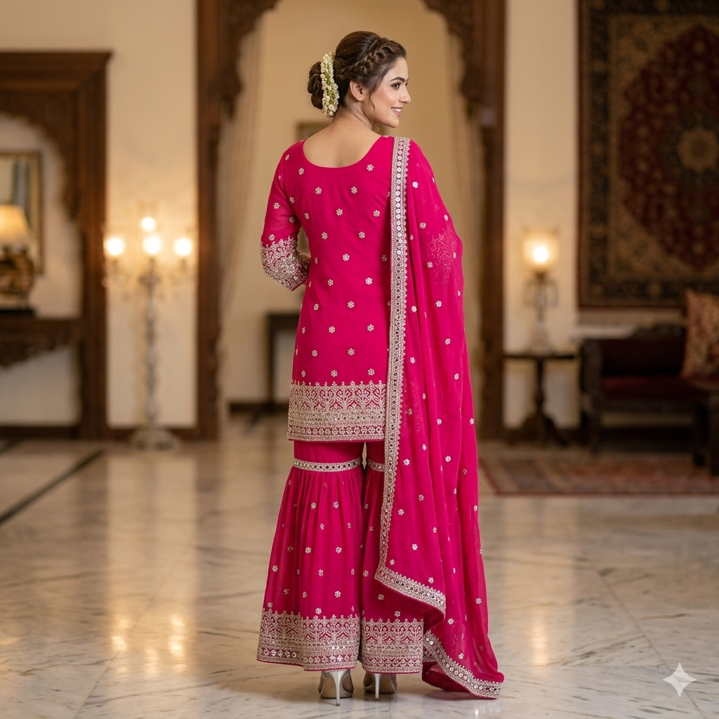 HOT PINK GULMOHAR SHARARA