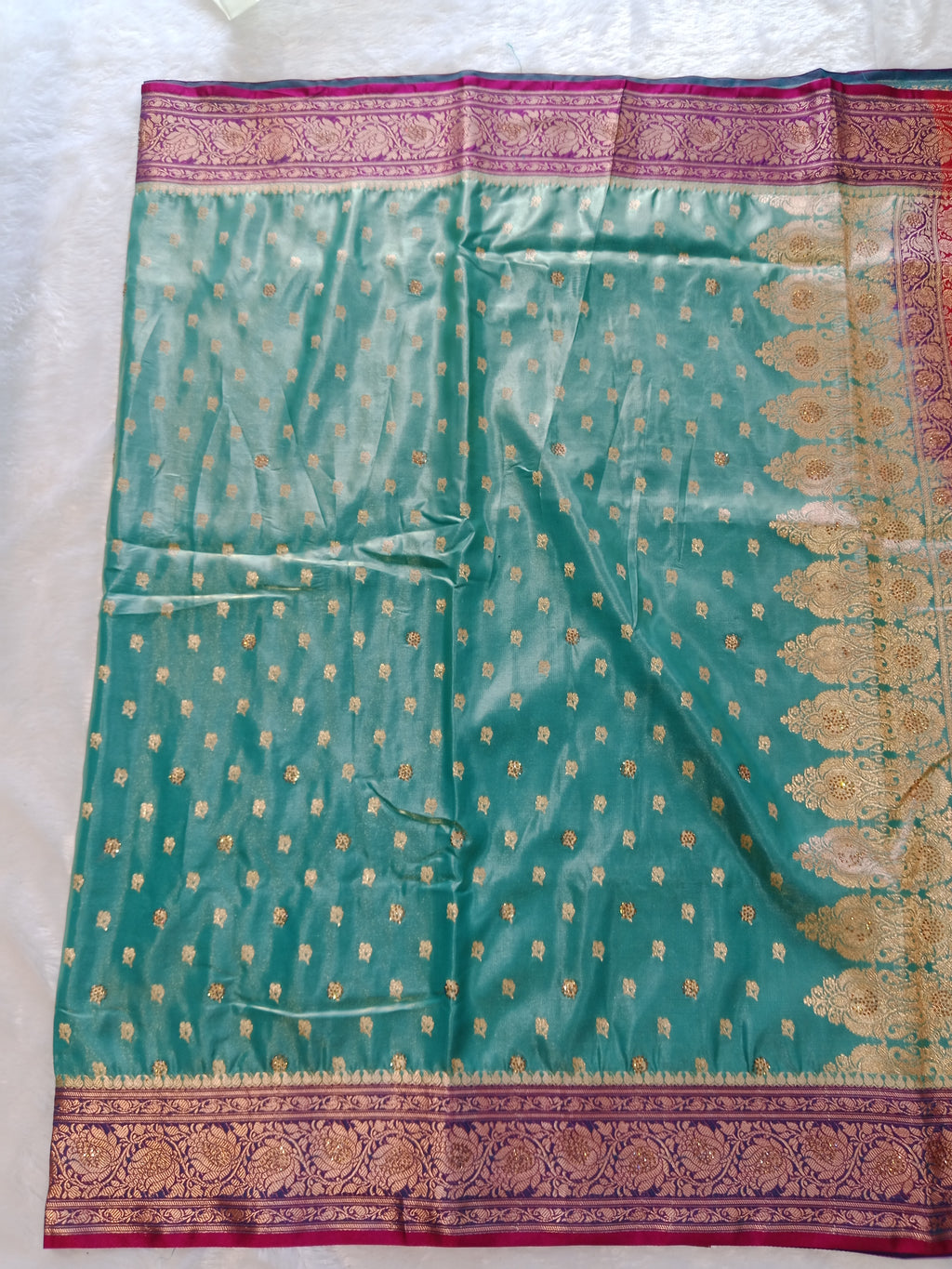 SEA - GREEN RANI PINK BANARASI SILK SAREE