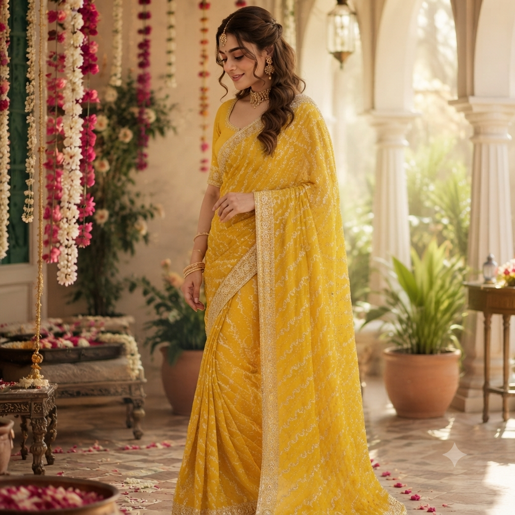 MUSTARD YELLOW SAREE