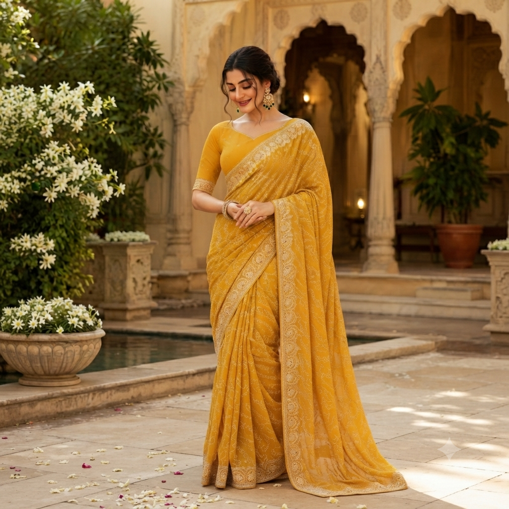 MUSTARD YELLOW SAREE