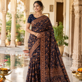NAVY  COPPER BANARASI SAREE