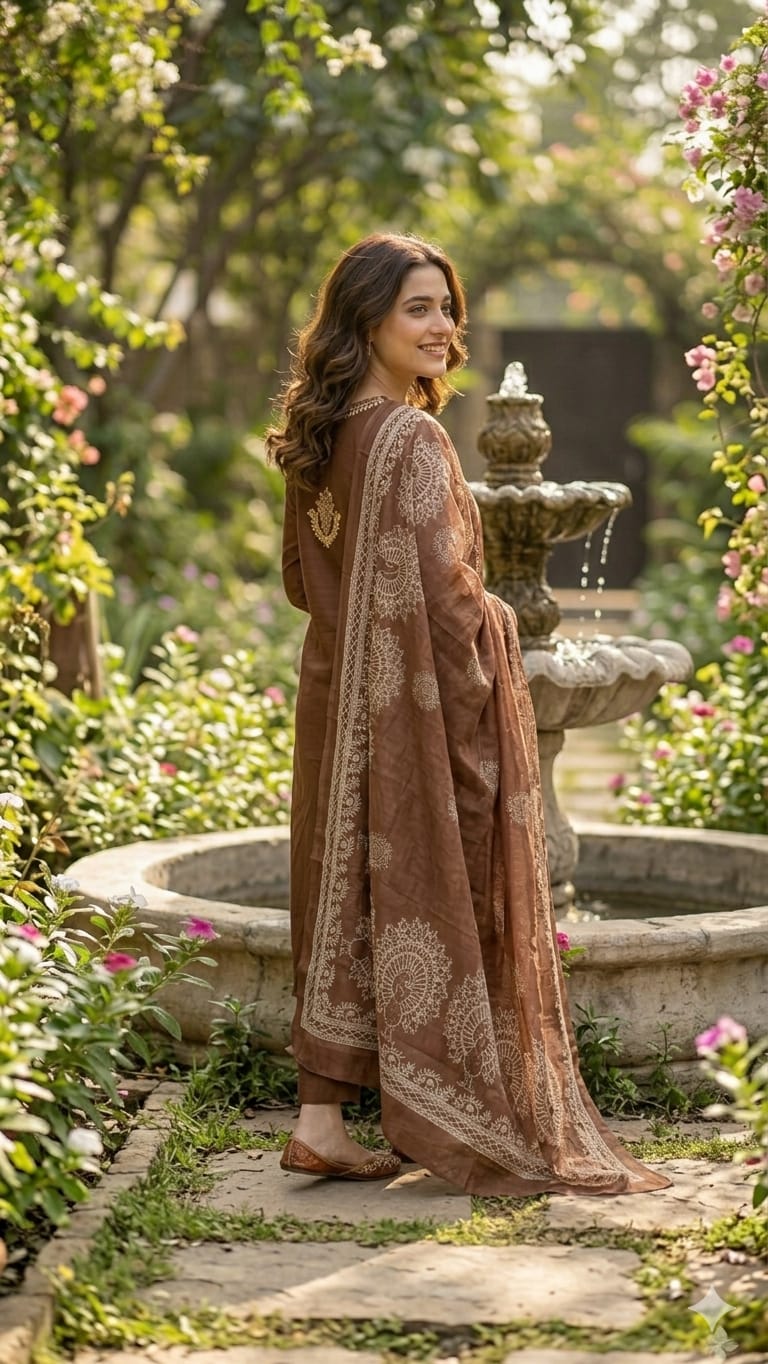 CHOCOLATE BROWN KURTI SET