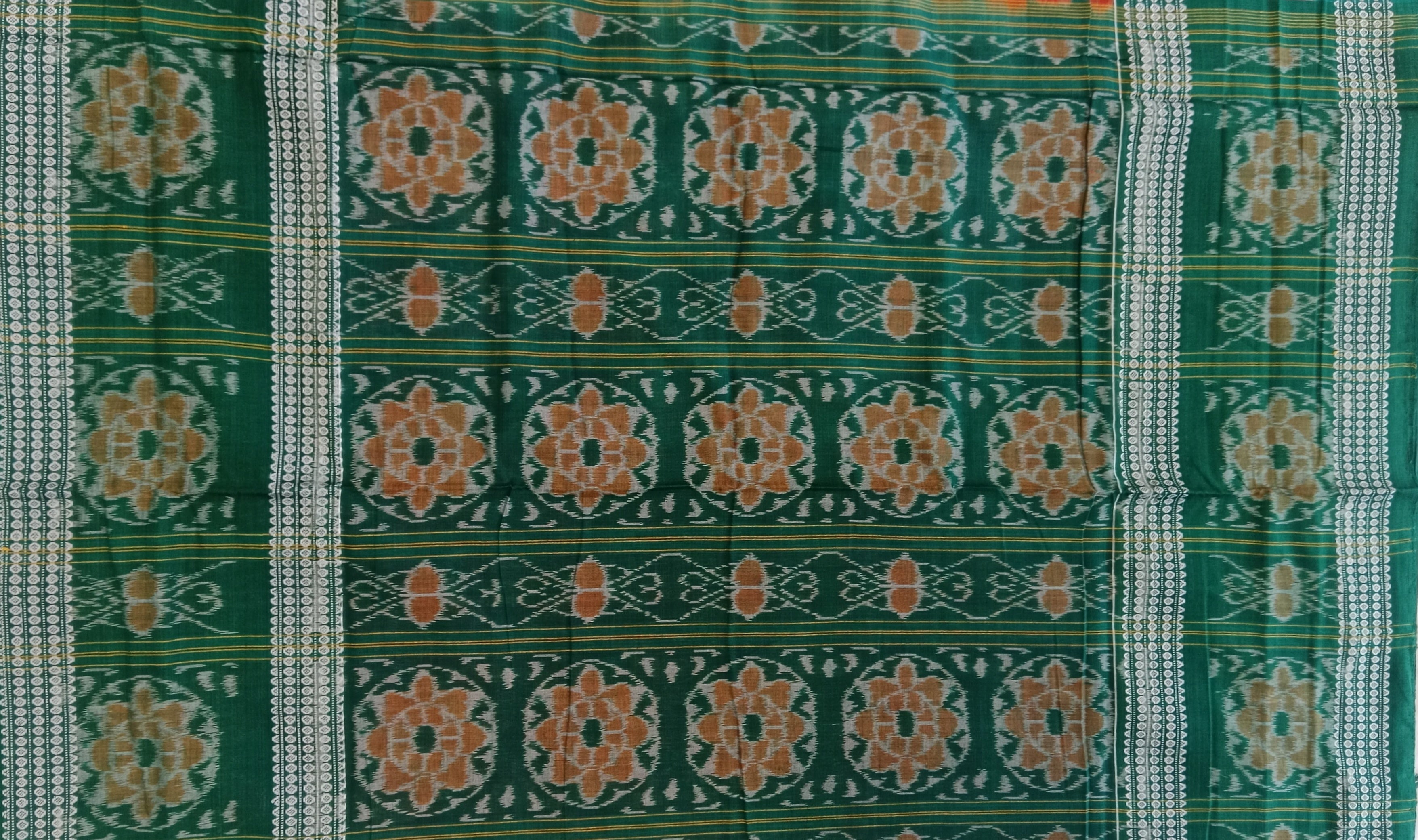 RUST ORANGE PATOLA PRINT SAMBALPURI HANDLOOM COTTON SAREE