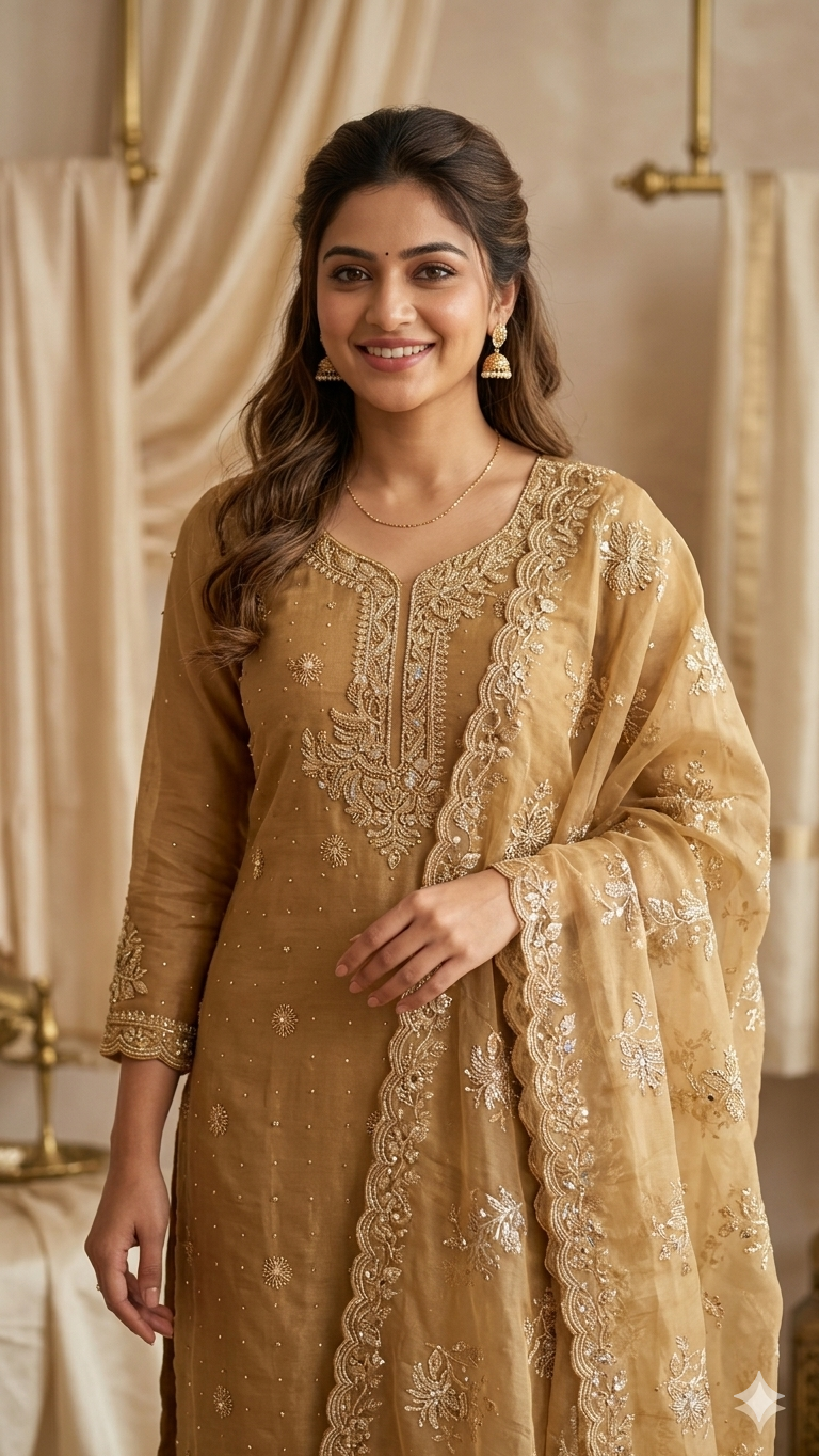 GOLDEN BRIDGE EMBROIDERED DRESS MATERIAL