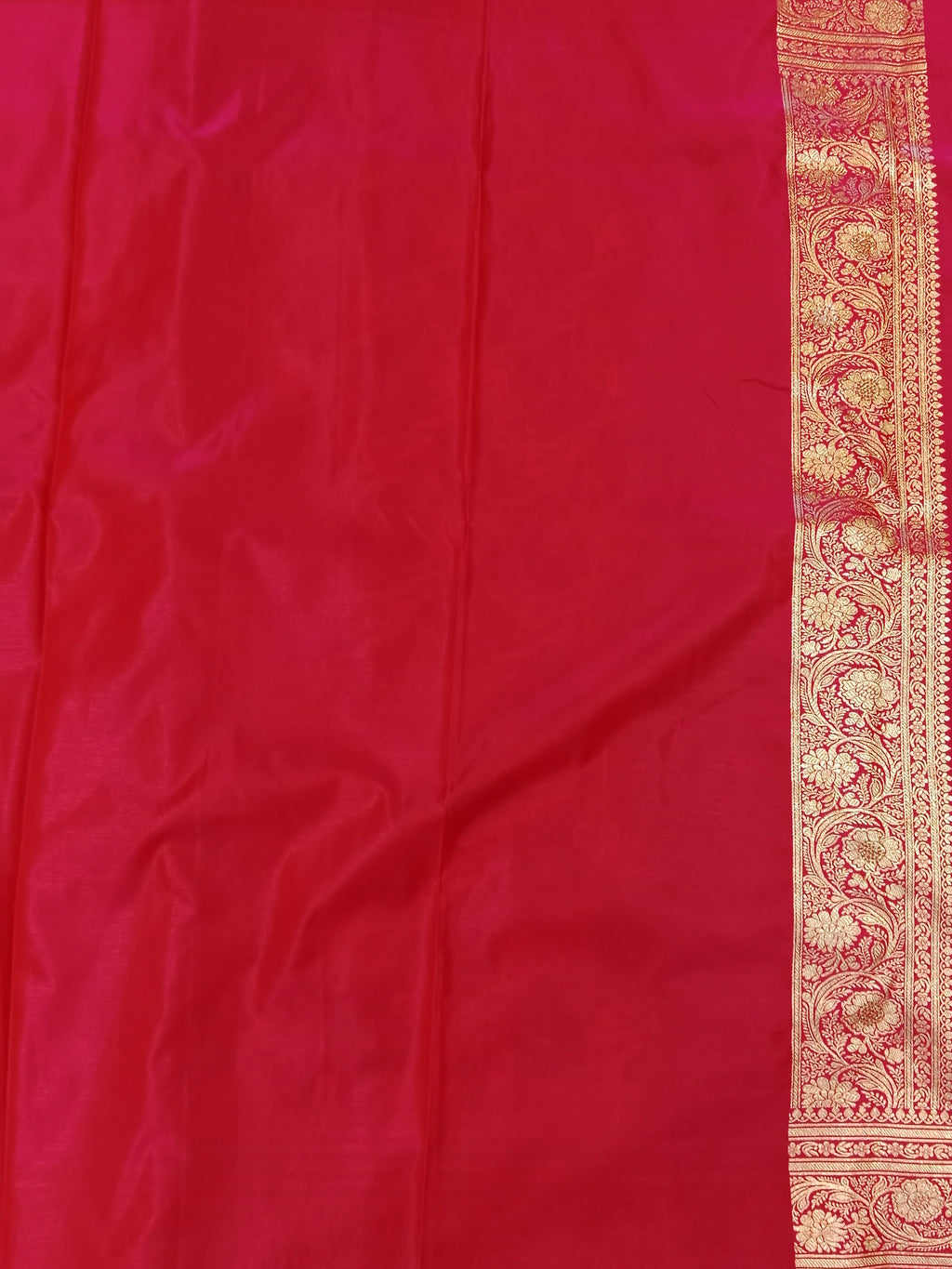 EMERALD GREEN BANARASI SILK SAREE WITH RANI PINK CONTRAST
