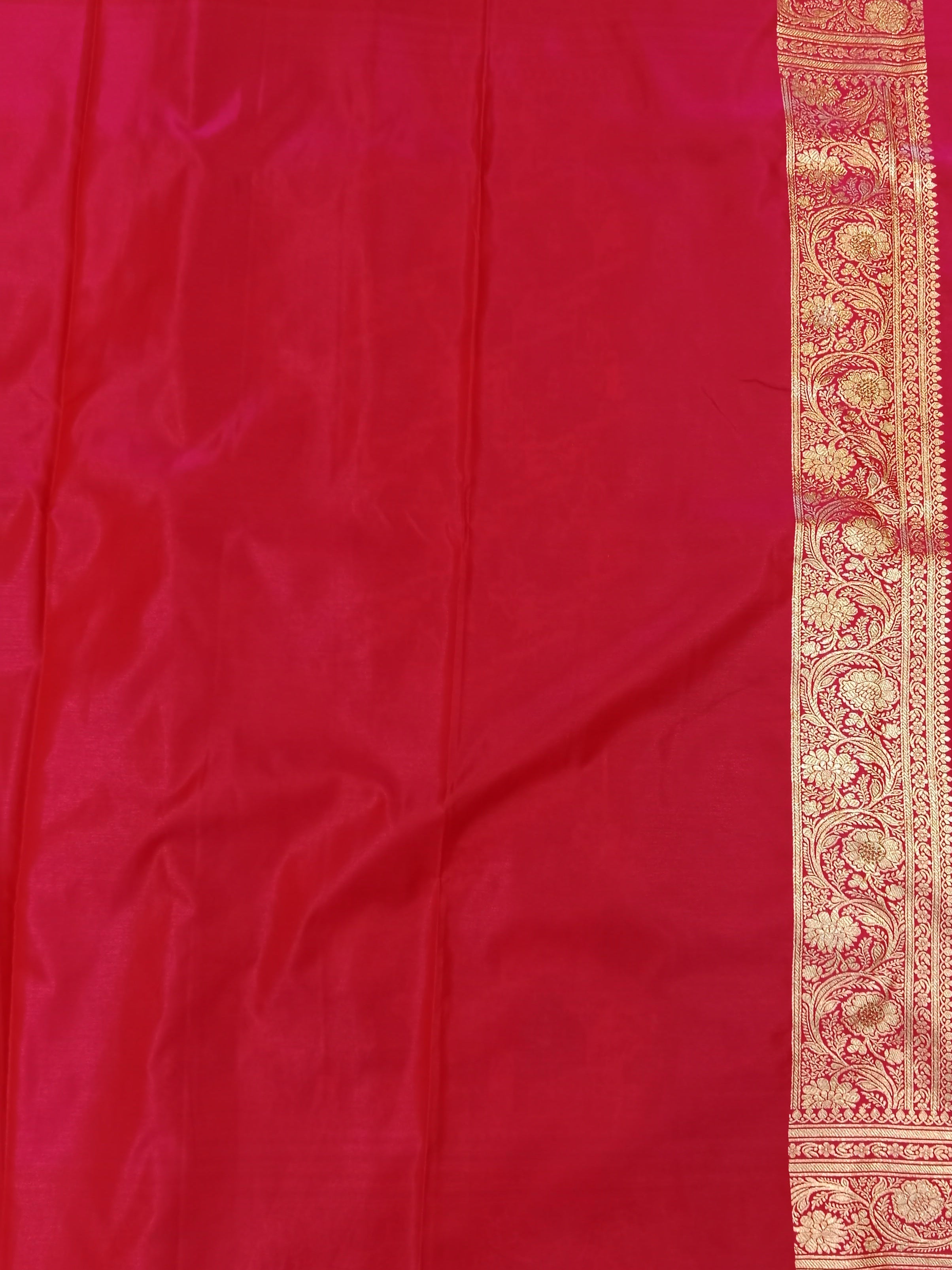 EMERALD GREEN BANARASI SILK SAREE WITH RANI PINK CONTRAST