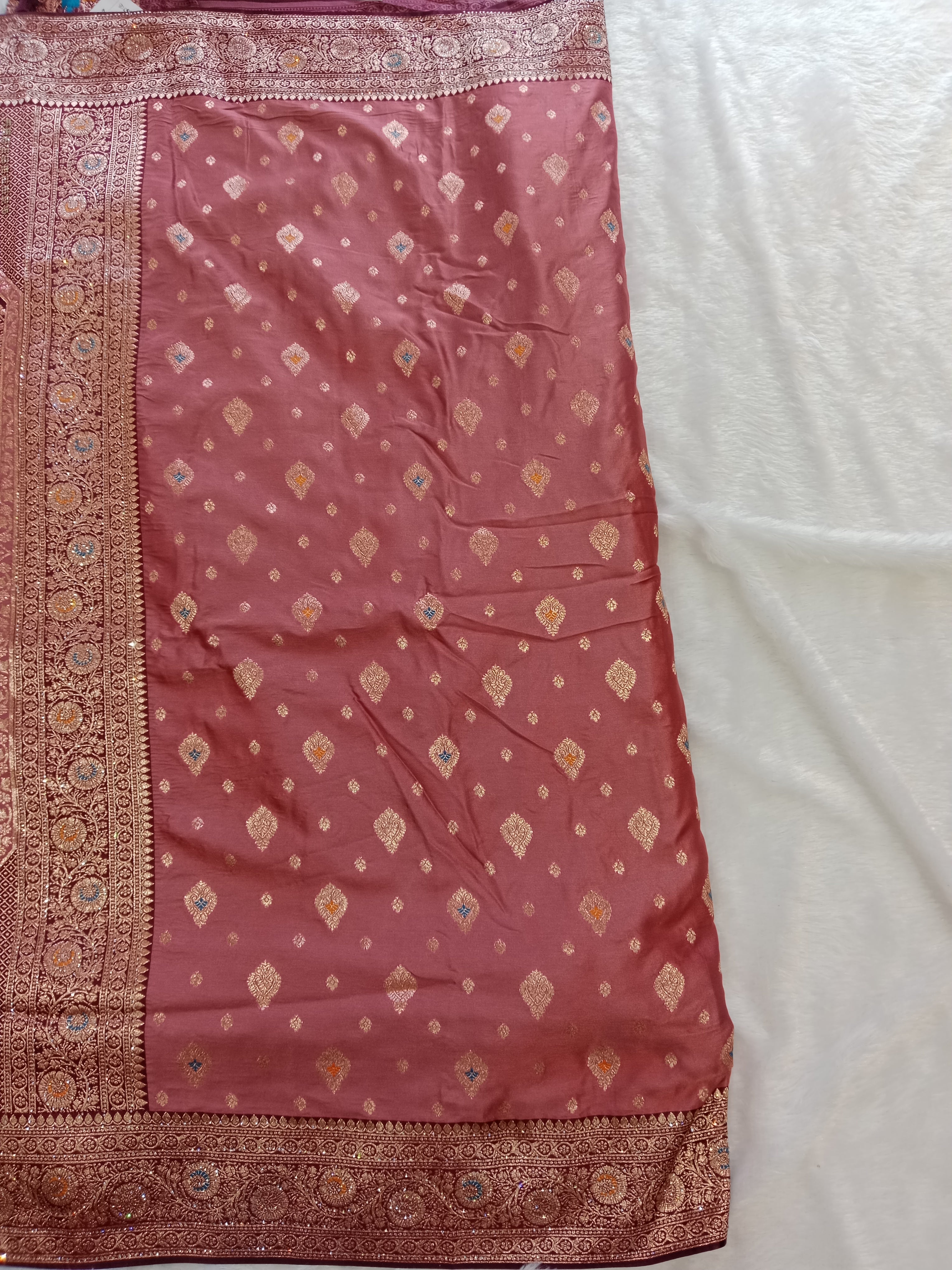 DUSTY ROSE GOLD BANARASI SILK SAREE