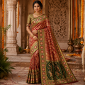 RED EMERALD GREEN BANARASI SILK SAREE
